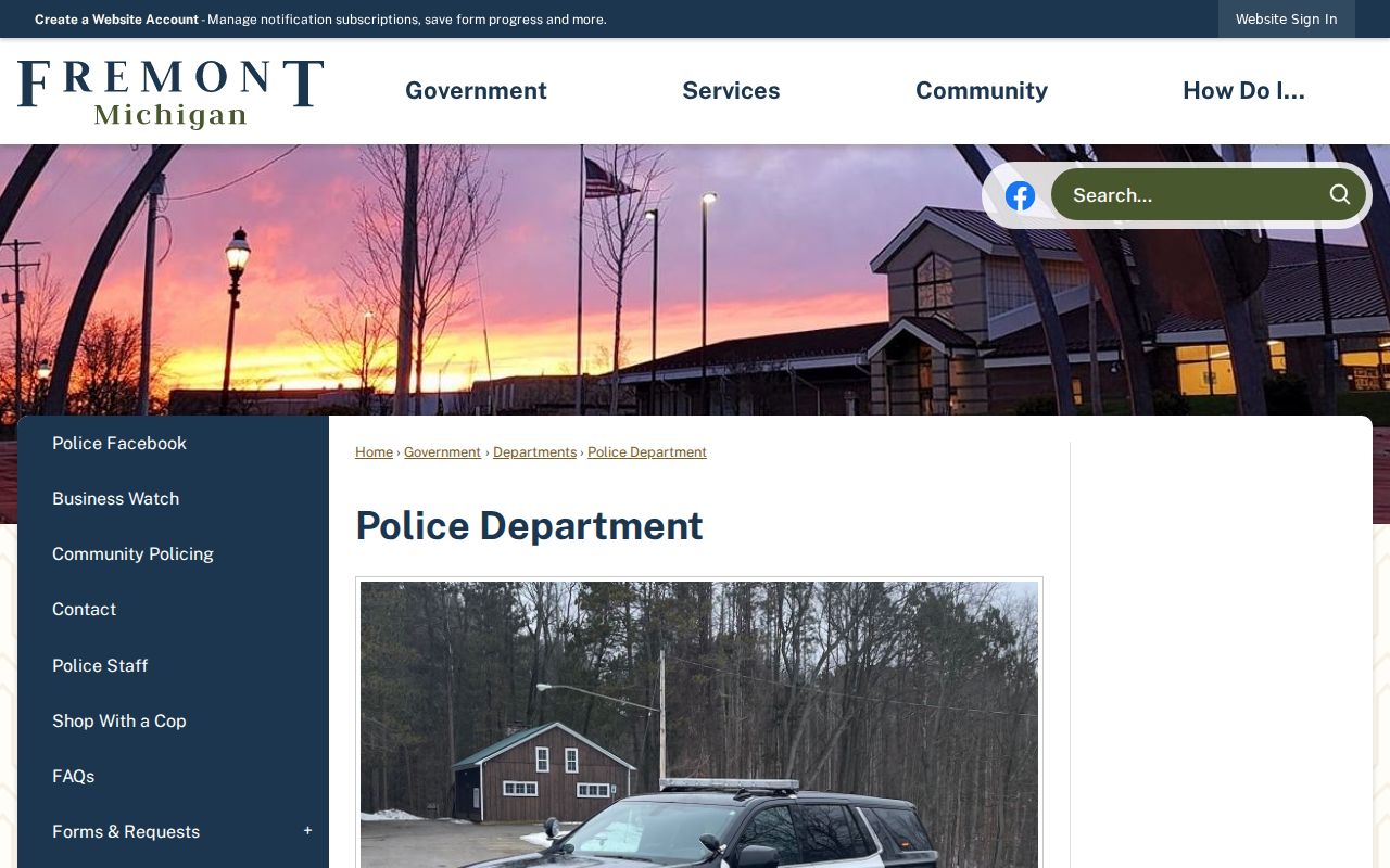 Fremont Police Department public information page used for Fremont warrant search questions