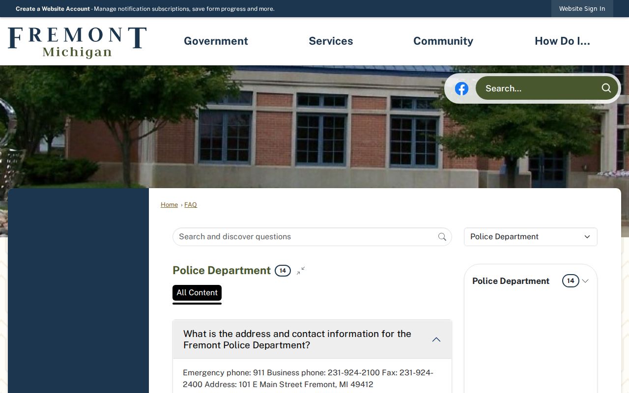 City FAQ page routing Newaygo County traffic ticket and traffic warrant questions to the 78th District Court