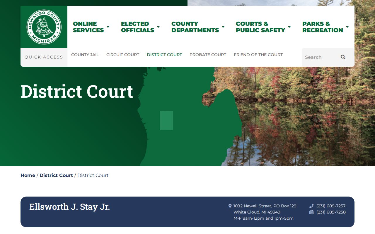 78th District Court contact and jurisdiction block for Newaygo County warrant records